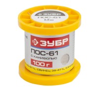 Припой, ПОС 61, трубка с канифолью Зубр 55450-100-08C
