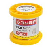 Припой, ПОС 61, трубка с канифолью Зубр 55450-100-08C