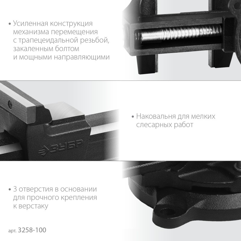 Слесарные тиски 100 мм ЗУБР 3258-100_z02 Слесарные тиски 100 мм ЗУБР 3258-100_z02