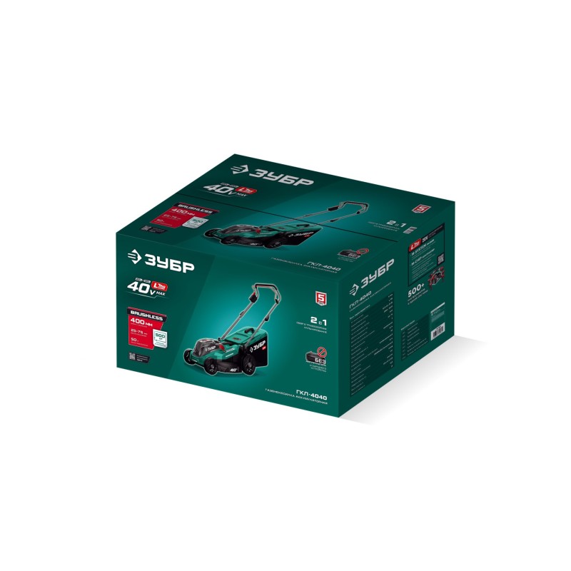 Аккумуляторная бесщеточная газонокосилка 40 В (2x20В), 400 мм, без АКБ (LMS) Зубр ГКЛ-4040