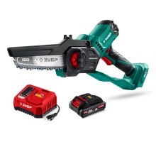 Аккумуляторная цепная мини-пила 20 В, 150 мм шина, 1 АКБ LMS (2 Ач) Зубр ПЦБ-2015-21