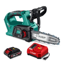 Аккумуляторная цепная пила 20 В, 250 мм шина, 1 АКБ LMS (2 Ач) Зубр ПЦБ-2025-21