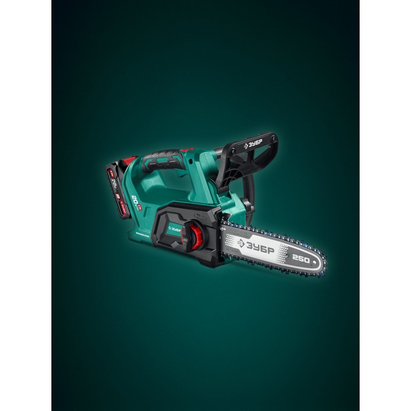 Аккумуляторная цепная пила 20 В, 250 мм шина, 1 АКБ LMS (2 Ач) Зубр ПЦБ-2025-21