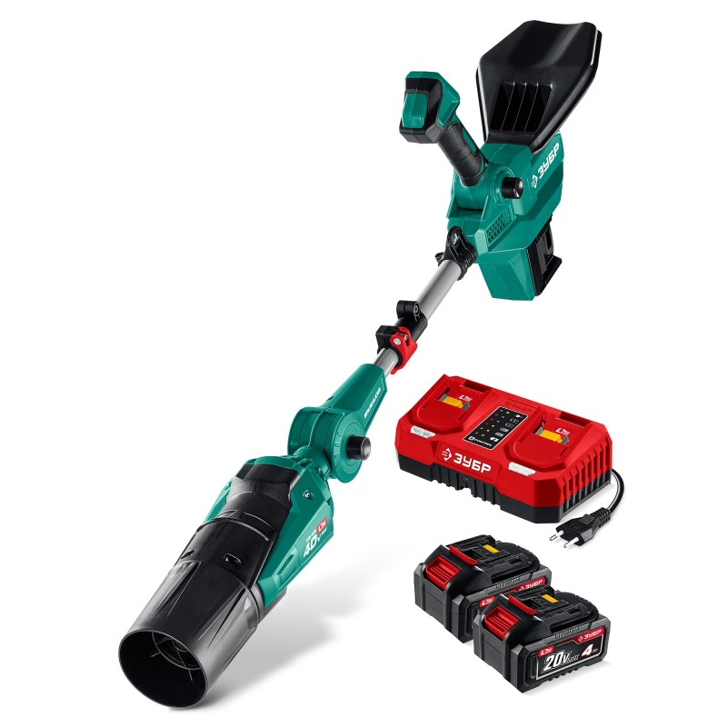 Аккумуляторная воздуходувка 40 В (2x20В), 1400 м3/ч, 2 АКБ LMS (4 Ач) Зубр ВА-1400-42