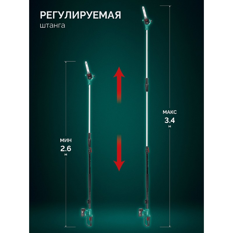 Аккумуляторный высоторез 20 В, 200 мм шина, 1 АКБ LMS (4 Ач) Зубр ВРБ-2020-41