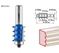 Фреза кромочная фигурная №1 22.2x26 мм, радиус 3 мм Зубр 28712-22.2