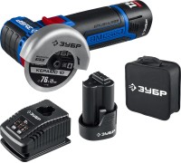 Угловая шлифмашина 12 В бесщеточная 2 АКБ (2Ач) в сумке Зубр AB-76-22