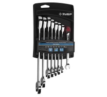 Набор комбинированных гаечных ключей трещоточных 8 шт, 8 - 19 мм Зубр 27074-H8