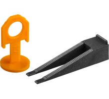 Система выравнивания плитки СВП комплект в коробке клин+зажим 250+250шт Зубр 3385-H250