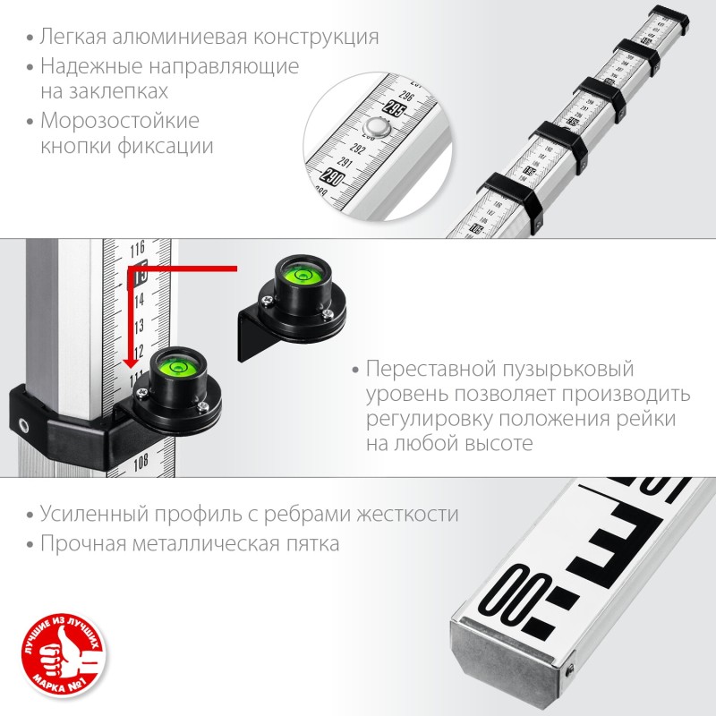 Рейка геодезическая РГ 5 Зубр 34948-5