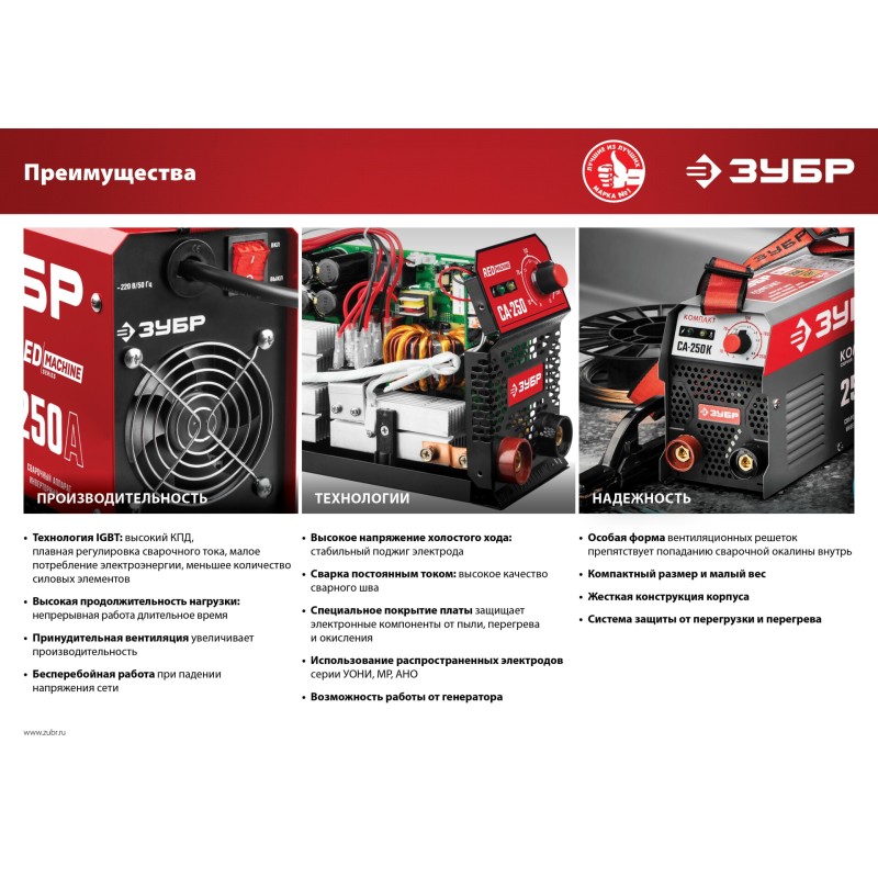 Сварочный инвертор ММА ЗУБР СА-250 Сварочный инвертор ММА ЗУБР СА-250